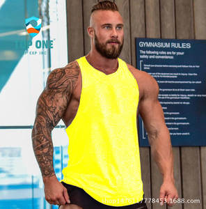 TopOne sin mangas al por mayor personalizado hombres Fitness culturismo que absorbe la humedad músculo camisa gimnasio desgaste ajuste deportes Stringer camiseta sin mangas - Product Image 1