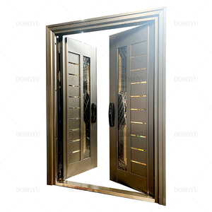 Puerta de Entrada Exterior de Acero Inoxidable Personalizada de Fábrica, Diseño de Lujo, Resistente a la Corrosión e Ignífuga, en Oferta - Product Image 4