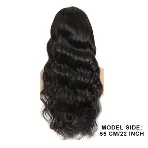 African 13*4 Front Lace Mesh Wig Headpiece Long Black Bangs Wavy Matte Loose Wave Style High-Temp Silk Wig Transparent Lace Body - Product Image 6