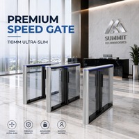 Barrière tournante ultra-étroite en aluminium de 110 mm avec publicité holographique, contrôle d'accès de sécurité et barrières piétonnières