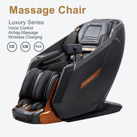 Fauteuil de massage corporel de luxe à commande vocale, massage par airbag, rouleau pour mollets, charge sans fil, ions négatifs, écran tactile 7 pouces