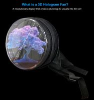 Portable 3D hologramme ventilateur sac à dos 32cm alimentation sans fil Led ventilateur holographique projecteur affichage pour le marketing de magasin de détail