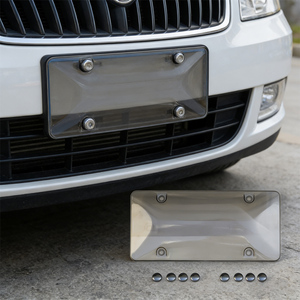 Lot de 2 caches-plaques <span class=keywords><strong>d</strong></span>'<span class=keywords><strong>immatriculation</strong></span> incurvés transparents/fumés pour voiture, conformes aux normes américaines - Product Image 2