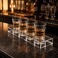 Plateau de service rectangulaire en acrylique transparent personnalisé pour 4 verres à shot, idéal pour les acheteurs en gros de fournitures de bar et de fête