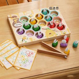 Jeu de tri des couleurs assorties, outil sensoriel pour bac à jouets, jouet tactile en bois en forme de ruche pour développer la motricité fine - Product Image 3