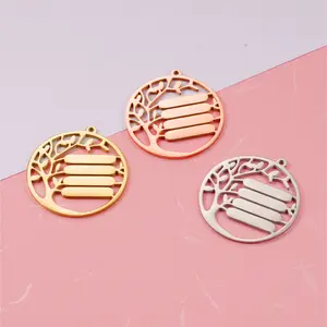 Round Pieces Crafts Accessories Diy Jewelry Supplies Making Stainless Steel Pendant