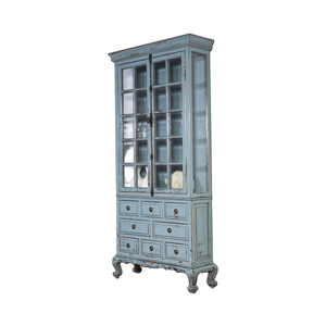 Lujo estilo francés de alta calidad de madera reciclada de pino macizo W OOD tallado vitrina de vidrio librería - Product Image 3