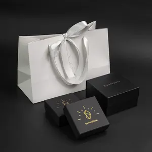 Wholesale custom logo gift item packaging shopping bag beauty wig jewelry pack gray paper bags with ribbon bowknot