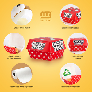 Seau à poulet frit <span class=keywords><strong>de</strong></span> qualité alimentaire, jetable, avec logo personnalisé, grand seau à popcorn en papier avec couvercles - Product Image 2