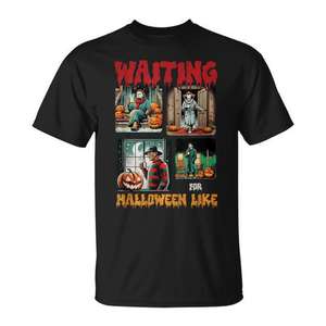 T-shirt « Waiting For Halloween Like Killers » avec scène de film d'horreur - Product Image 1