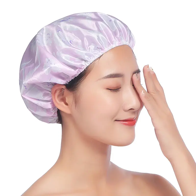 Prodotto più venduto più venduto 2021 cuffia per capelli durevole in panno di raso personalizzato cuffia per doccia personalizzata