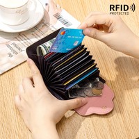 Dompet Koin Portabel Organizer ID Multifungsi Kulit Sapi Asli Lapisan Pertama Gaya Korea Lucu dengan Banyak Slot Kartu
