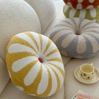 Adorable Coussin Rond en Peluche Motif Jacquard Polyester Style Européen et Américain pour Décoration de Salon et de Chambre
