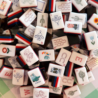 Desain Koboi Barat Vintage 160pcs Set Mahjong Akrilik Amerika Motif Kaktus dan Tapal Kuda Hadiah Premium untuk Pecinta Permainan Mahjong