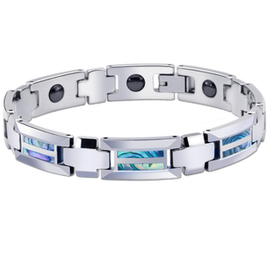 CHENG JEWELERS vente en gros de carbure de tungstène et de céramique noire incrustation de bracelets en <span class=keywords><strong>opale</strong></span> bleue pour hommes hautement polis - Product Image 2