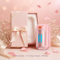 Chauffe-mains rechargeable rose 2026 au design mignon Mecha, or rose, portable USB 6000mAh, chauffe-poche extérieur avec lumière LED pour voiture