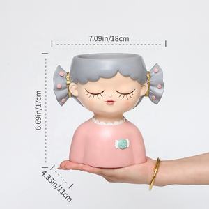 Macetas modernas de tamaño M, bonitas macetas de resina para <span class=keywords><strong>cactus</strong></span>, macetas bonitas <span class=keywords><strong>con</strong></span> cabeza de caramelo, macetas suculentas, maceta para <span class=keywords><strong>flores</strong></span> faciales - Product Image 2