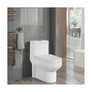 Toilette de salle de bain moderne en une seule pièce à double chasse Cuvette de WC en céramique avec placard à eau <span class=keywords><strong>Commode</strong></span> sanitaire élégante - Product Image 1