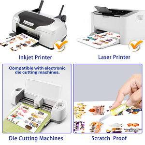 Hoja de papel de calcomanía mate brillante autoadhesiva impermeable PP imprimible de vinilo para impresora láser de inyección de tinta A4 papel adhesivo de etiqueta de vinilo - Product Image 6