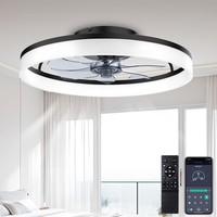 Ventilateur de plafond suspendu minimaliste de style moderne avec 3 pales en ABS de 50 cm, télécommande LED, ventilateur de plafond rétractable invisible avec éclairage
