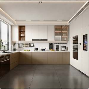 Meubles intelligents personnalisés 2025, nouvelle conception moderne, cuisines peintes avec porte en verre - Product Image 3