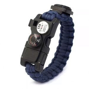 Camping Reflective Survival <b>Watch</b> Weaves Bracelet Whistle Buckles with Flint Fire Starters and <b>Compass</b> Led Light - Product Image 1