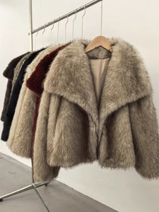 <span class=keywords><strong>Manteau</strong></span> en fourrure élégant pour <span class=keywords><strong>femme</strong></span>, grand col, haute qualité, <span class=keywords><strong>laine</strong></span> et soie, écologique, mince, vintage, chaud, surdimensionné, veste en fourrure extérieure - Product Image 6