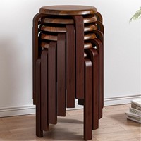 Tabourets ronds empilables en bois massif à usage domestique: tabourets de salle à manger en chêne à profil bas pour salon et table à manger, style minimaliste moderne