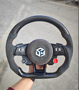 <span class=keywords><strong>Volante</strong></span> Deportivo VW Volkswagen <span class=keywords><strong>Golf</strong></span> R 5 6 7 MK5 MK6 MK7 <span class=keywords><strong>Gti</strong></span> Passat CC <span class=keywords><strong>A3</strong></span> Camry con Detalles en Negro Piano, Línea R, Cuero y Fibra <span class=keywords><strong>de</strong></span> Carbono - Product Image 1