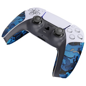 PlayVital - Almohadillas de Goma Suave con Textura Profesional Antideslizantes y Absorbentes del Sudor, Color Negro y Azul Camuflaje, para el Control de PS5 - Product Image 5