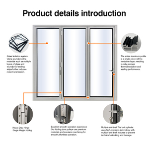 Porte accordéon intérieure <span class=keywords><strong>sur</strong></span> <span class=keywords><strong>mesure</strong></span> en aluminium à bas profil avec verre de sécurité feuilleté pour salon - Product Image 2