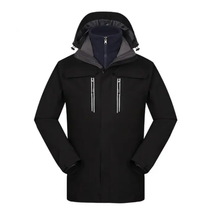 Outdoor Waterproof 3 In 1 Jacket Coat Wholesales Price Black Men's Softshell Outdoor Jackets