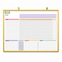 Tableau blanc magnétique effaçable à sec pour l'horaire scolaire en classe, 45x60/60x90cm, planificateur académique mensuel avec bordure en aluminium doré