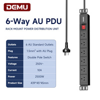 Unité de distribution d'alimentation 1U PDU, multiprise de cabinet, 6 prises, norme AU, 10A 2500W, interrupteur à double disjoncteur, OEM ODM