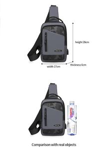 Sacs <span class=keywords><strong>de</strong></span> messager à bandoulière pour homme, sacoche <span class=keywords><strong>de</strong></span> marque tendance, noir, imperméable, multifonctionnel, téléphone portable, Usb - Product Image 3