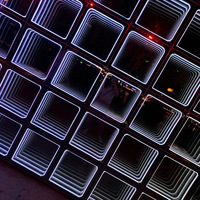 Panel Infinito de Cristal con Efecto 3D Moderno, Espejo Abisal Transparente con LED para Pistas de Baile, Escenarios Residenciales, Bodas, Eventos y Discotecas