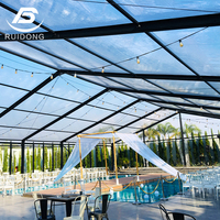 Cadre noir clair pour la tente industrielle en aluminium d'événement de fête de mariage une forme grande tente transparente en verre de conception extérieure