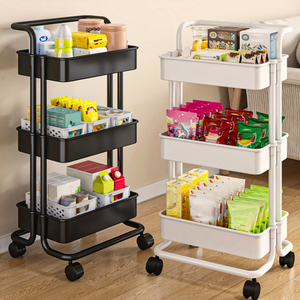 Organizador de frutas y aperitivos de <span class=keywords><strong>cocina</strong></span> de baño extraíble móvil de 3 niveles con ruedas <span class=keywords><strong>carrito</strong></span> rodante - Product Image 6
