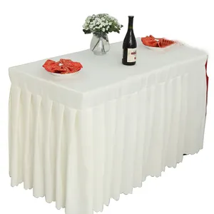 masa etek masa örtüsü Suppliers-Fildişi düğün masa örtüsü % 100% polyester masa etek masa örtüleri