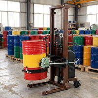 Transpalette numérique semi-électrique pour fûts, capacité 450 kg, capteur de poids, dosage de précision, élévateur rotatif pour fûts d'huile