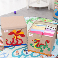 Nouveau style en lin avec couverture Boîte de rangement pour enfants Jouet pliable en tissu