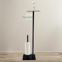Porte-papier hygiénique moderne en acier inoxydable noir Salle de bain Type de sol Debout Accessoire de décoration Salle de bain Essentiels