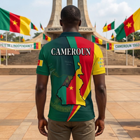 Polo personnalisé avec texte et chiffres, style carte du Cameroun, drapeau, voyage, travail, manches courtes, polyester, boutons, polos de golf