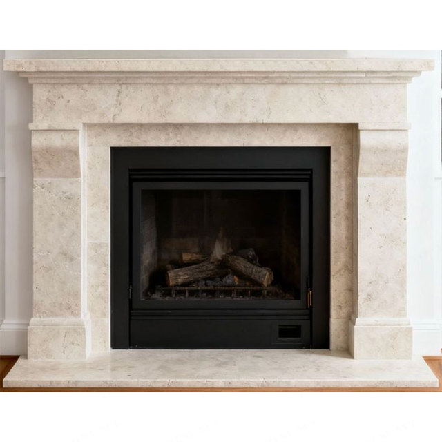 Tostone Hot Sales White Marble Mantel Contemporary Style  Fireplace for Indoor Penthouse Sleek Elegant Heating