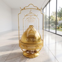 QY Réchaud de Buffet Rond de Luxe Royal Doré 8L en Acier Inoxydable pour Mariages, Hôtels et Traiteurs - Vente en Gros Directe Usine