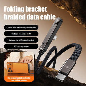 WFYEAR 240W <span class=keywords><strong>2</strong></span> en 1, Soporte Plegable de Carga Rápida Negro, <span class=keywords><strong>Cable</strong></span> de Datos Tipo-C de 1.5m, Soporte para Teléfono y Tableta, Uso con Cámara - Product Image 2