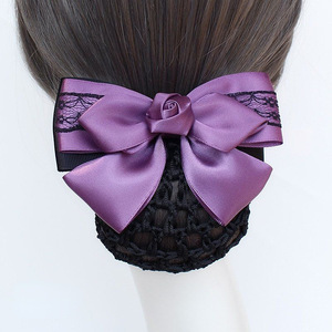 Barrette à cheveux HZM-61295 avec nœud papillon, filet à cheveux en maille antidérapante, crochet professionnel pour le travail - Product Image 2