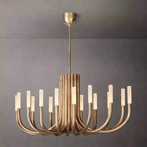 Lustres en laiton massif de 50 pouces au design italien, éclairage moderne pour la maison, simple, LED, 10 lumières, laiton doré, lustre de luxe - Product Image 2