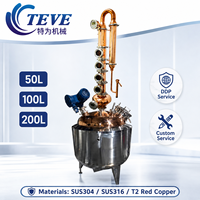 Colonne de distillation en cuivre 50L 100L 200L pour distillation continue d'éthanol domestique, équipement de distillation d'alcool