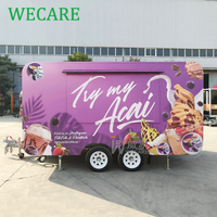 Remorque de bar mobile WECARE entièrement équipée pour la vente de glaces, café, hot-dogs, pizzas et autres snacks, avec cuisine complète.
